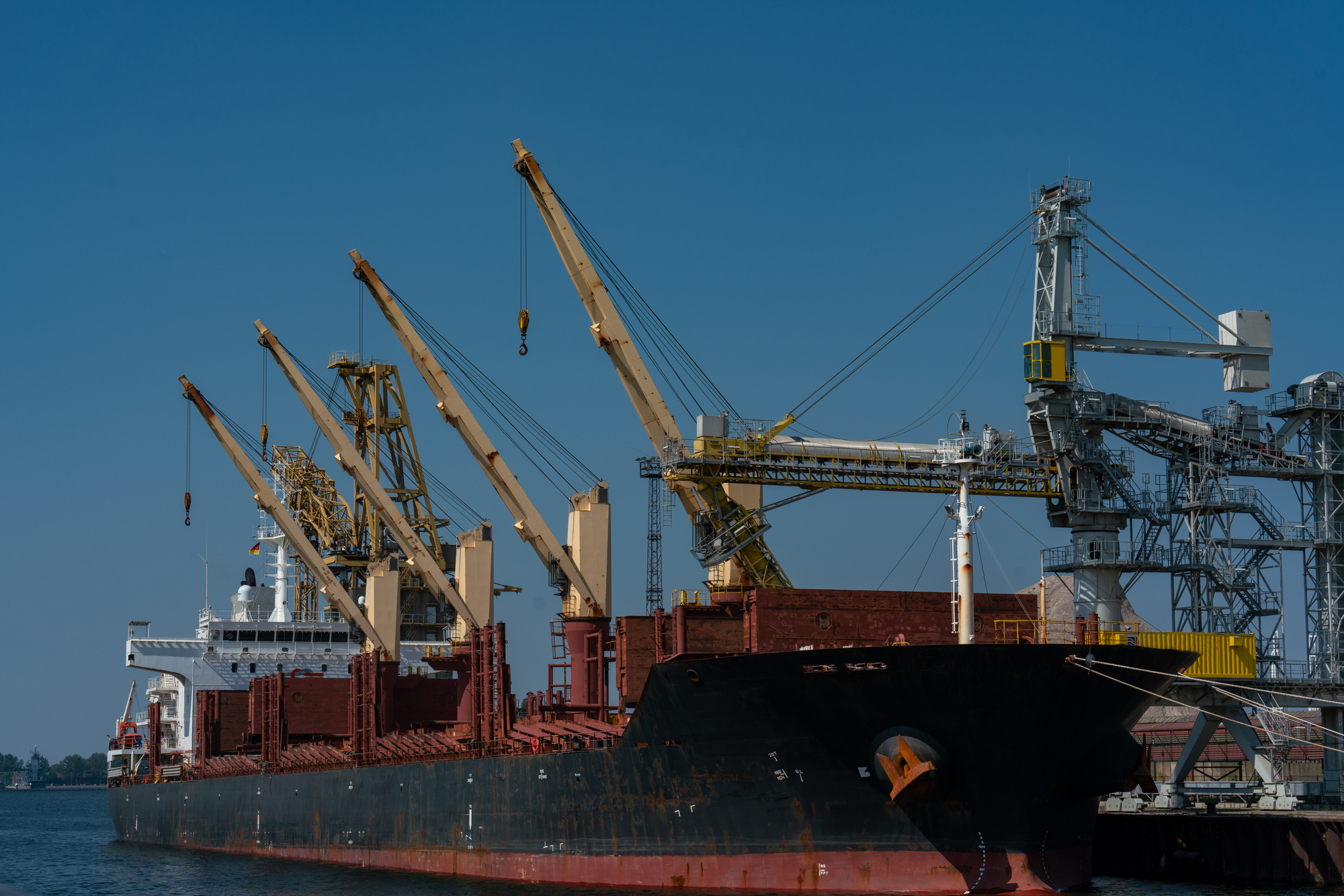 dockside cranes at the industrial harbour in Rostock